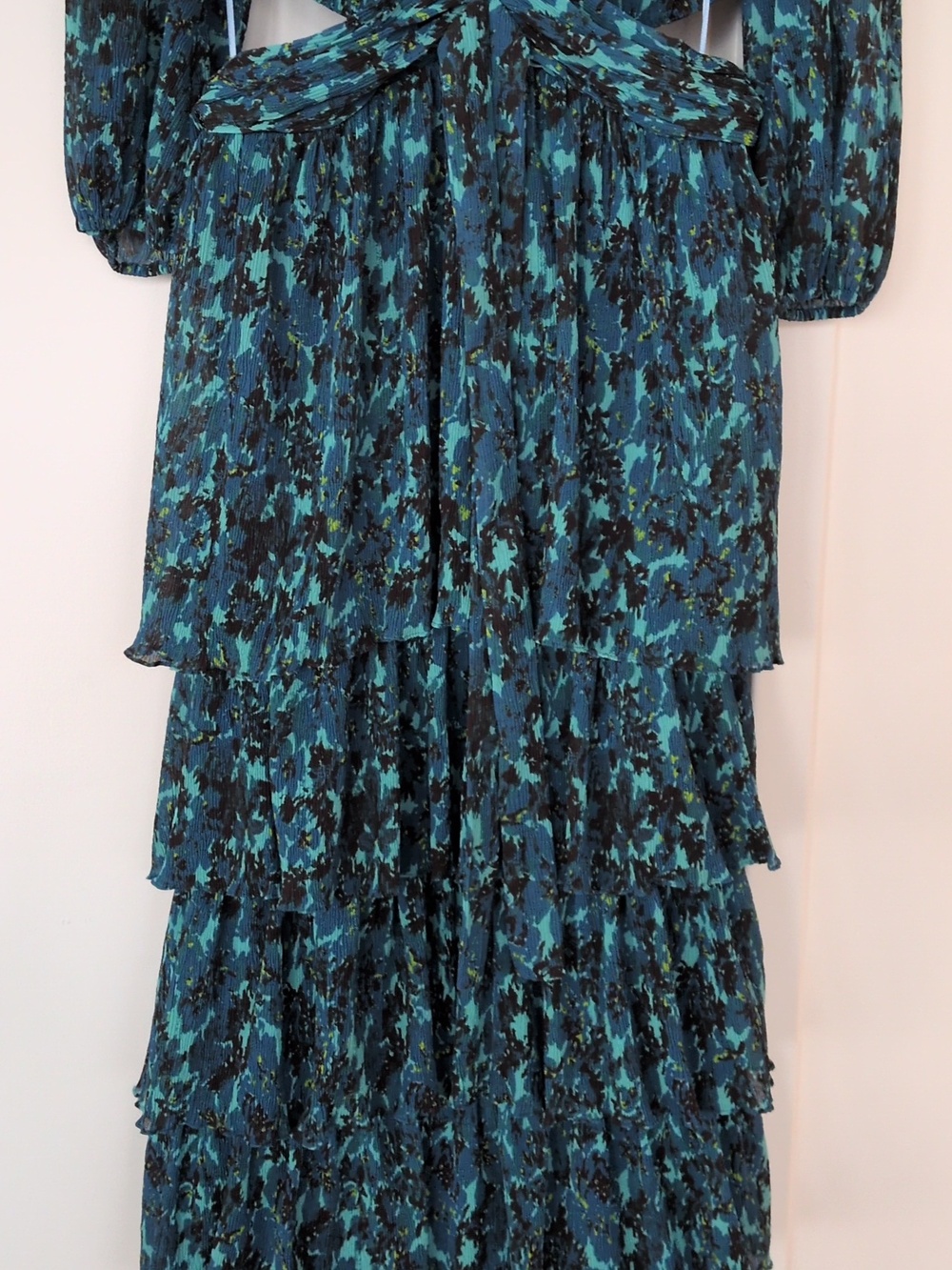 LIKELY - Deep Teal Floral V-Neck Tiered Maxi Dress - Picture 7 of 7